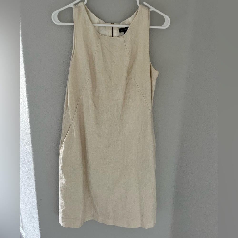 Willi Smith Ivory Sleeveless Midi Dress Women's 6‎ Linen Cotton Blend Minimalist